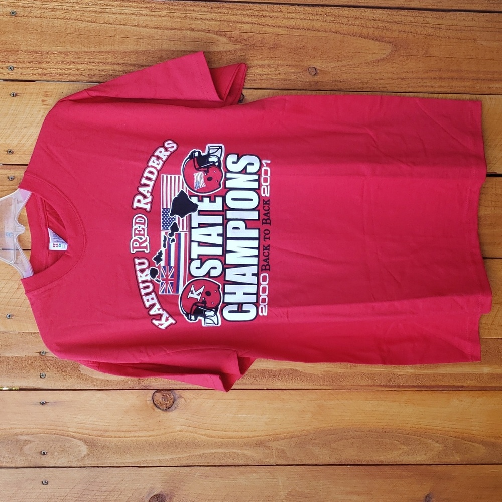 Kahuku Red Raiders State Champions 2000 Back to Back 2001 Large Red T shirt - Picture 5 of 5